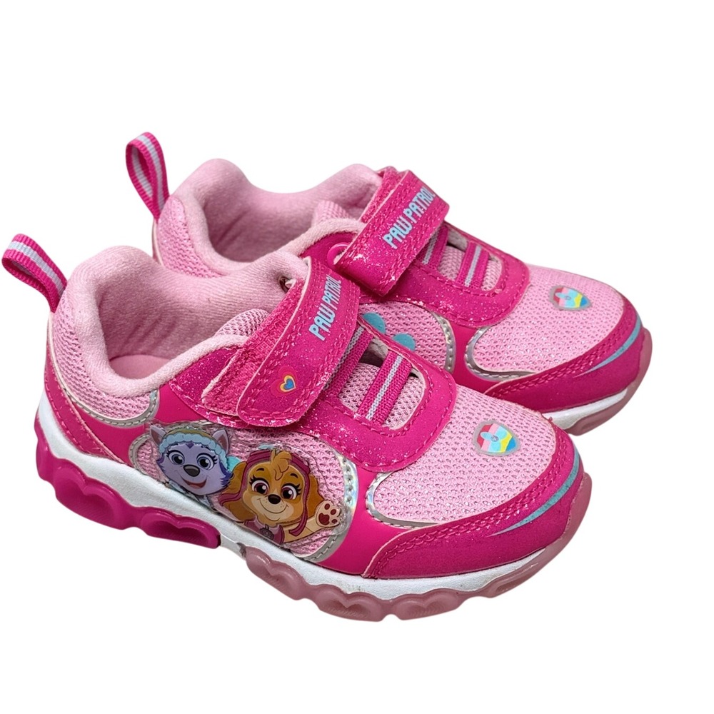 Paw Patrol Kids Pink Skye Everest Glitter Light Up Sneakers Shoes Size 8 US - Picture 6 of 9